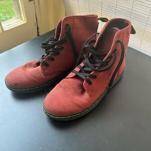 Dr. Martens Red Canvas Shoes. Womens Size 7.